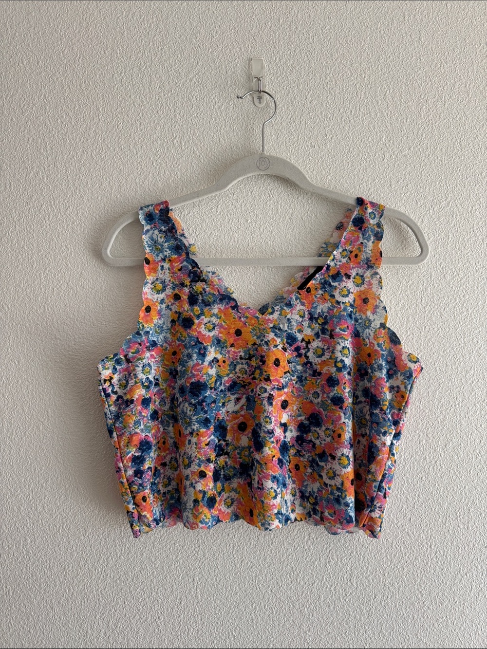 TopShop Floral Cropped Tank Top - Multicolor